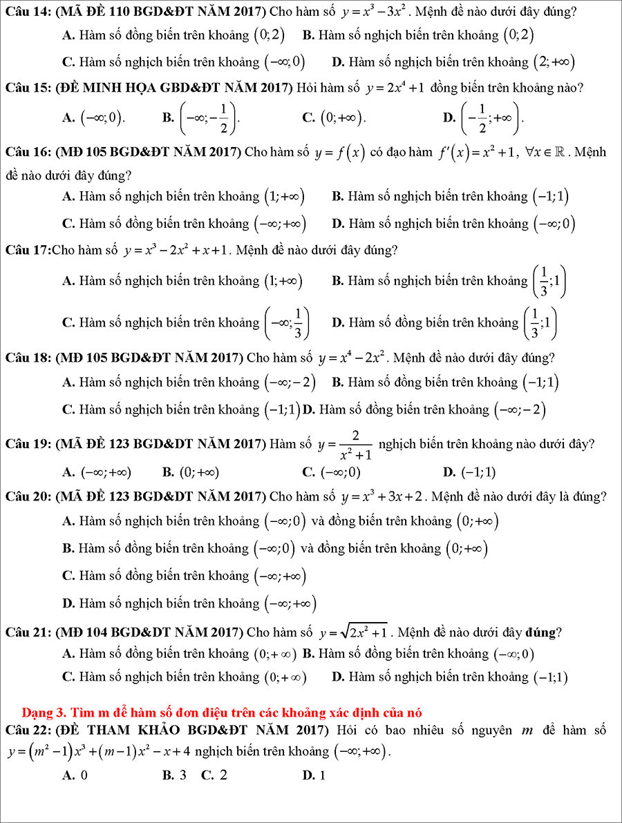 Tài liệu: Các dạng toán về tính đồng biến nghịch biến của hàm số 4